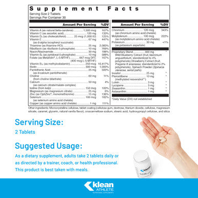 Klean Athlete Klean Multivitamin, 60 tabs