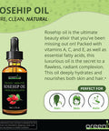 Greenive Rosehip Oil Rosa Canina 100% Pure Cold Pressed Virgin Oil (32 Fl Oz)