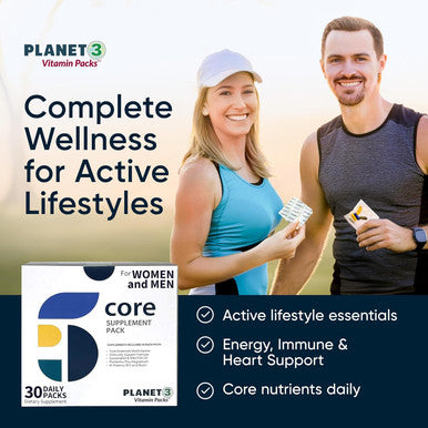 Planet 3 Vitamin Packs, Daily Vitamins For Immune, Energy, Heart & Vision Support Multivitamins, Vitamin D, Probiotics, Omega 3, Methyl B12 Core Supplements For Women And Men 30 Daily Packs
