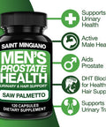 Saint Mingiano Men'S Prostate Health - 120 Capsules Of Advanced Prostate Supplements For Men With Saw Palmetto, Supporting Urinary Function And Hair Health 3 Months Supply Of Natural Herbal Supplements