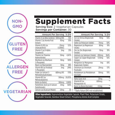 Livingood Daily Methylated Multivitamin For Women & Men, Multi Vitamin - Mineral Supplement Capsules With Iron, B Complex, Selenium, & Zinc - Non-Gmo, Gluten-Free, Vegetarian Multi Vitamins For Adults