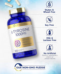 Carlyle L Tyrosine Capsules 1000mg | 300 Count | Therapeutic Grade | for Men and Women | Non-GMO & Gluten Supplement