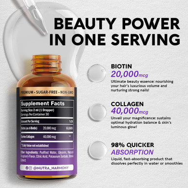 NUTRAHARMONY Organic Oregano Oil & Biotin, Collagen Drops