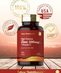 Carlyle Zinc Supplement 100Mg With Vitamin C 180 Softgels Non-Gmo, Gluten Tahoe Nutritionals