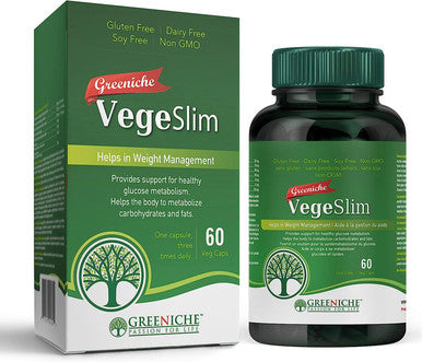 Greeniche VegeSlim, 60 Capsule, Weight Management Supplement, Burns Fats & Boost Metabolism, Suppress Appetite, Free From Gluten, Soy & Dairy, Non GMO