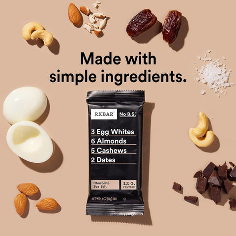 RXBAR Protein Bars, Protein Snack, Snack Bars, Chocolate Sea Salt, 9.1oz (5 Count)