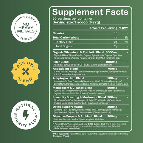 Trueseamoss Super Greens Powder With Matcha For Digestive & Gut Health 25 Superfoods With Probiotics Prebiotics Enzymes & Sea Moss Vegan Superfood Powder For Bloating & Regularity 30 Servings
