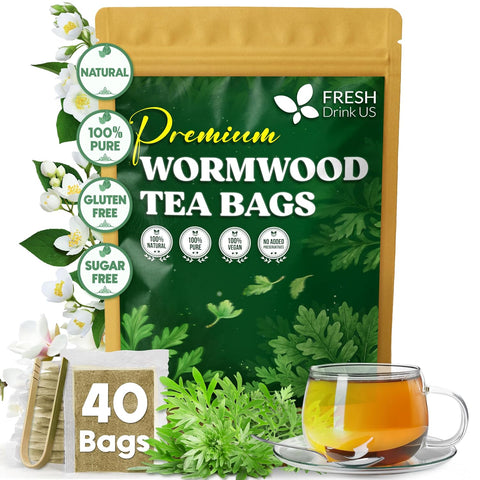FreshDrinkUS, Premium 50 Mulberry Leaf Tea Bags, 100% Natural & Pure from Mulberry Leaves. Herbal Tea. Made with Natural Material Tea Bags. No Sugar, No Caffeine, No Gluten, Vegan.