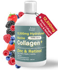 NUTRI BEAUTIES 12500mg Hydrolysed Marine Collagen PLUS Zinc & Retinol+Hyaluronic Acid Biotin Vitamin C D3 & Silica for Hair Skin Nails Joints |Collagen Supplements for Women| 500ml| Sugar-Free