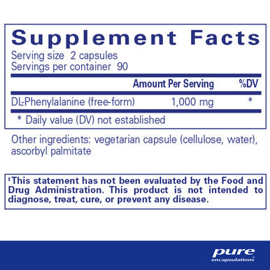 Pure Encapsulations DLPhenylalanine 500 mg 180 vcaps
