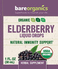 BareOrganics Elderberry Liquid Drops, Herbal Supplement, 1 Ounce