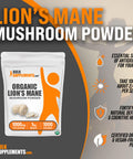 Bulksupplements.Com Organic Lions Mane Mushroom Powder - Lions Mane Supplement Powder, Lion'S Mane Powder - Organic & Gluten Free, 1000Mg Per Serving, 1Kg (2.2 Lbs) (Pack Of 1)