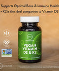 Nutrition Vegan Vitamin D3 & K2 | Bone + Cardiovascular Health | 2500 IU/80mcg | Immune Function | 60 Servings