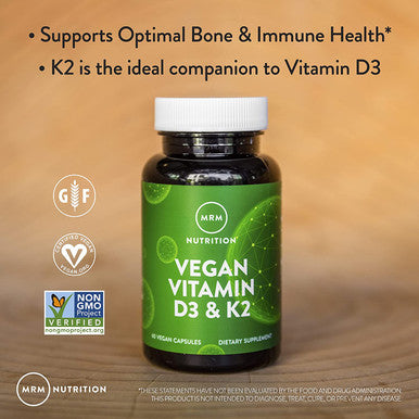 Nutrition Vegan Vitamin D3 & K2 | Bone + Cardiovascular Health | 2500 IU/80mcg | Immune Function | 60 Servings