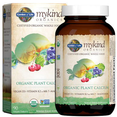 Garden of Life mykind Organic Plant Calcium - Vegan Whole Food Supplement with D3 and K2, Gluten Free, 90 Tablets - Packaging May Vary