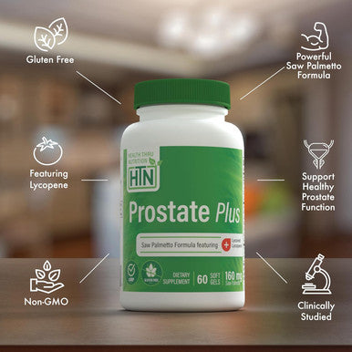 Health Thru Nutrition Prostate Plus With Saw Palmetto Extract, Lycopene As Lycored, Plant Sterols, Selenium, Zinc And Pumpkin Seed Complete Prostate Support Non-Gmo & Gluten (Pack Of 60)