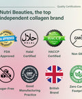 NUTRI BEAUTIES Pure Grass Fed Bovine Collagen Peptides Powder 10,000Mg | 19 Essential Amino Acids | Unflavoured 350g Hydrolyzed Collagen for Women & Men (Type I & III) | 35 Day Supply | Halal | Skin