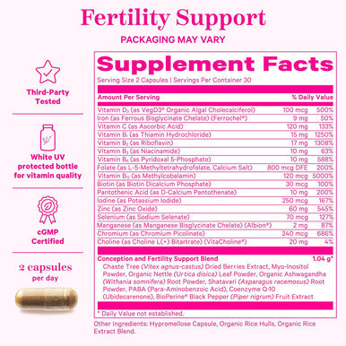 Pink Stork Fertility Bundle - Conception Tea and Supplements for Women Prenatal Vitamins with Ashwagandha Inositol Vitex and Folate to Help Support Hormone Balance for Women 2 Pack