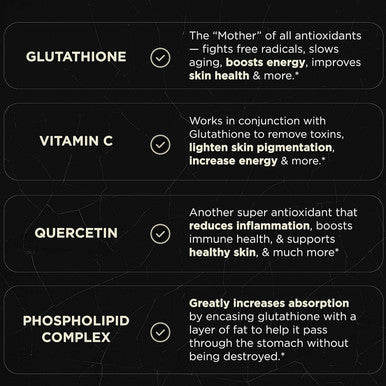 ELMNT 2150mg Super Antioxidant Liposomal Glutathione Supplement w. Vitamin C, Quercetin & Reduced L Glutathione 1000mg - Proven Complex for Best Absorption, Detox, Skin Glow + Immune - 90 Pills