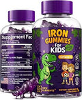 Iron Dinosaur Gummies for Kids with Vitamin C SugarFree Vegan GlutenFree and NonGMO Anemia Relief Energy and Blood Health Support Grape Flavor PectinBased for Optimal Health