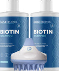 Exfoliating Shampoo Brush Plus Biotin Shampoo - Hair Shampoo Brush And Scalp Exfoliators With Volumizing Shampoo Set Made With Rosemary Essential Oil And Biotin For Thinning Hair