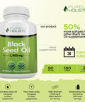 Purely Holistic Black Seed Oil 1400Mg + Organic Ashwagandha 1300Mg Bundle - 180 Softgels + 180 Capsules - Easy To Swallow - Made In Usa