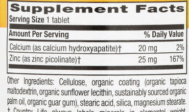 Country Life Zinc Picolinate 25 Mg - Superior Absorption Zinc Supplement For Immune Support, Prostate Health & Cellular Wellness - Certified Gluten-Free, Vegan & Halal, Non-Gmo - 100 Tablets