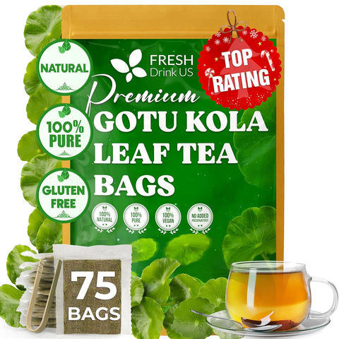 FreshDrinkUS, Premium 75 Mulberry Leaf Tea Bags, 100% Natural & Pure from Mulberry Leaves. Loose Leaf Herbal Tea. Made with Natural Material Tea Bags. No Sugar, No Caffeine, No Gluten, Vegan.