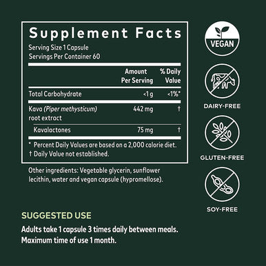 Gaia Herbs Kava Kava Liquid Phyto Capsules, 60 Vegetarian Capsules