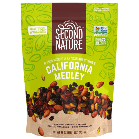 Second Nature Wholesome Medley Trail Mix - 12 Count, 2.25 oz Individual Snack Packs, Certified Gluten-Free Ã¢â‚¬â€œ Dark Chocolate, Dried Fruit and Nut Trail Mix, Ideal for Travel Snacks