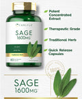 Sage Supplement 1600Mg | 180 Capsules | High Potency | Non-Gmo, Gluten Free | By Carlyle