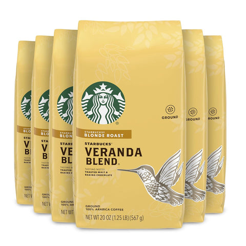 Starbucks Ground Coffee, Starbucks Blonde Roast Hot or Iced Coffee, Veranda Blend, 28 oz