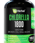 BE HERBAL Organic Chlorella 1800mg Best Source of Chlorophyll & Complete Superfood Vegan Friendly Natural Detox Supplement - 600mg per Capsule (180 Capsules - 2 Months Supply)