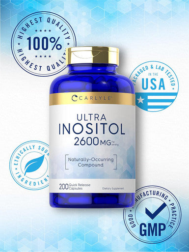Carlyle Inositol Supplement | 2600mg Capsules | 200 Count | Non-GMO Gluten Myo-Inositol Supplement