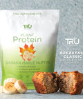 TRU Supplements Plant Based Protein Powder BCAA EAA 20g Vegan Brown Rice & Pea Protein 100 Calories 27 Vitamins No Artificial Flavors 25 Servings (Banana Maple Muffin)
