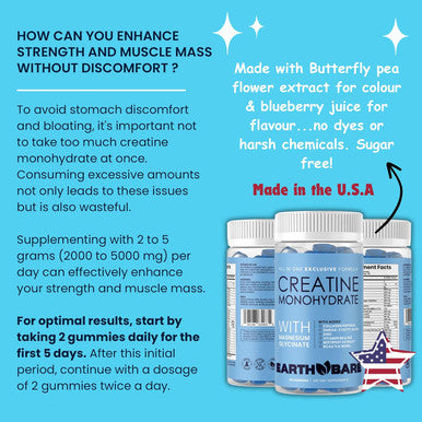 Creatine Monohydrate And Magnesium Gummies For Adults Beta Alanine, Collagen Peptides, L-Arginine, B Vitamins 60 Gummies