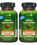 Irwin Naturals Only One Liquid-Gel Multi With Iron - 60 Liquid Soft-Gels Pack Of 2 - Omega-3 Oils Antioxidants & Green Super Foods - 120 Total Servings