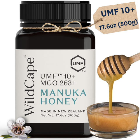 WildCape Manuka Honey Certified UMF 10+/MGO 263+ - 100% Pure, Raw, Unpasteurized, Non-GMO, Made in New Zealand - 8.8 oz (Pack of 1)