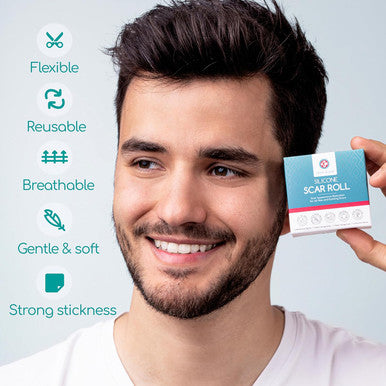 Medi Grade Silicone Scar Sheets, 80 Inches Long - Reusable Silicone Scar Tape For C-Section, Keloid, Burn, Acne And Surgical Scars - Silicone Scar Strips - Includes Hygienic Storage Case/Sheet