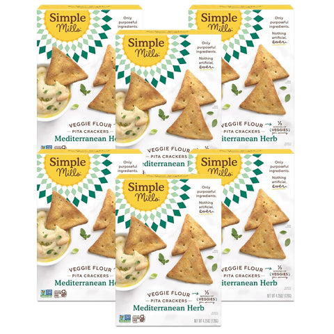 Simple Mills Veggie Pita Crackers Himalayan Salt Gluten Vegan Healthy Snacks Paleo Friendly 4.25 Ounce (Pack of 1)