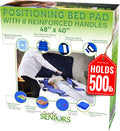 Simply Seniors Positioning Bed Pad With Handles 48" X 40"- Bed Mobility Aid For Seniors Disabled & Limited Mobility - Non-Slip Washable & Comfortable - Enhance Safety & Independence - Draw Sheets For Bed Transfers