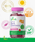 Elderberry Gummies For Kids | 120 Count | Zinc And Vitamin C | Natural Berry Flavor | Vegan, Non-Gmo, And Gluten Free | By Lil' S