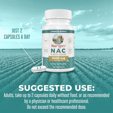 Maryruth Organics Nutritional Supplement Capsule N-Acetyl Cysteine 2 Month Supply NAC 1000mg Per Serving Vegan Non-GMO Gluten 120 Count