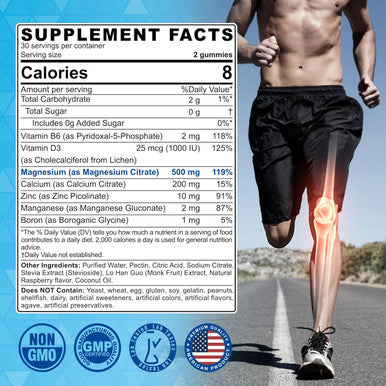 Magnesium Citrate Gummies 500Mg For Women Men Sugar-Free, Chelated Magnesium Calm Gummies With B6 For Mood, Constipation Calcium Magnesium Zinc D3 Supplement Gummy For Bone & Muscle Support- Vegan