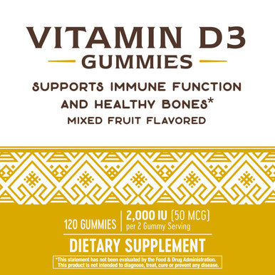 Natures Way Vitamin D3, Immune Support, 2000 IU (50 mcg) per Serving, Fruit Flavor, 120 Gummies