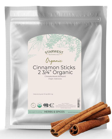 Starwest Organic Cinnamon Sticks 1 Lb 2 3/4" Length | For Baking Cooking & Beverages | Non-Gmo her