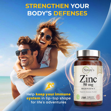 Zinc 50Mg [High Potency] Supplement - Immune Support System From Natural Zinc (Oxide/Citrate) 100 Tablets, Made By Nature'S Potent.