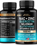 NUTRAHARMONY Nac 600 Mg Supplement | Quercetin | Zinc | Glutathione | Selenium | Vitamin C & D3 - Antioxidant, Immune & Liver Support - 21In1 N-Acetyl Cysteine Complex - Made In Usa - Non-Gmo, Vegan - 60 Capsules