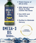 Omega 3 Fish Oil | 1650Mg | 32 Fl Oz (2 X 16Oz Bottles) | Lemon Flavor | Non-Gmo & Gluten Free Supplement
