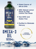 Omega 3 Fish Oil | 1650Mg | 32 Fl Oz (2 X 16Oz Bottles) | Lemon Flavor | Non-Gmo & Gluten Free Supplement